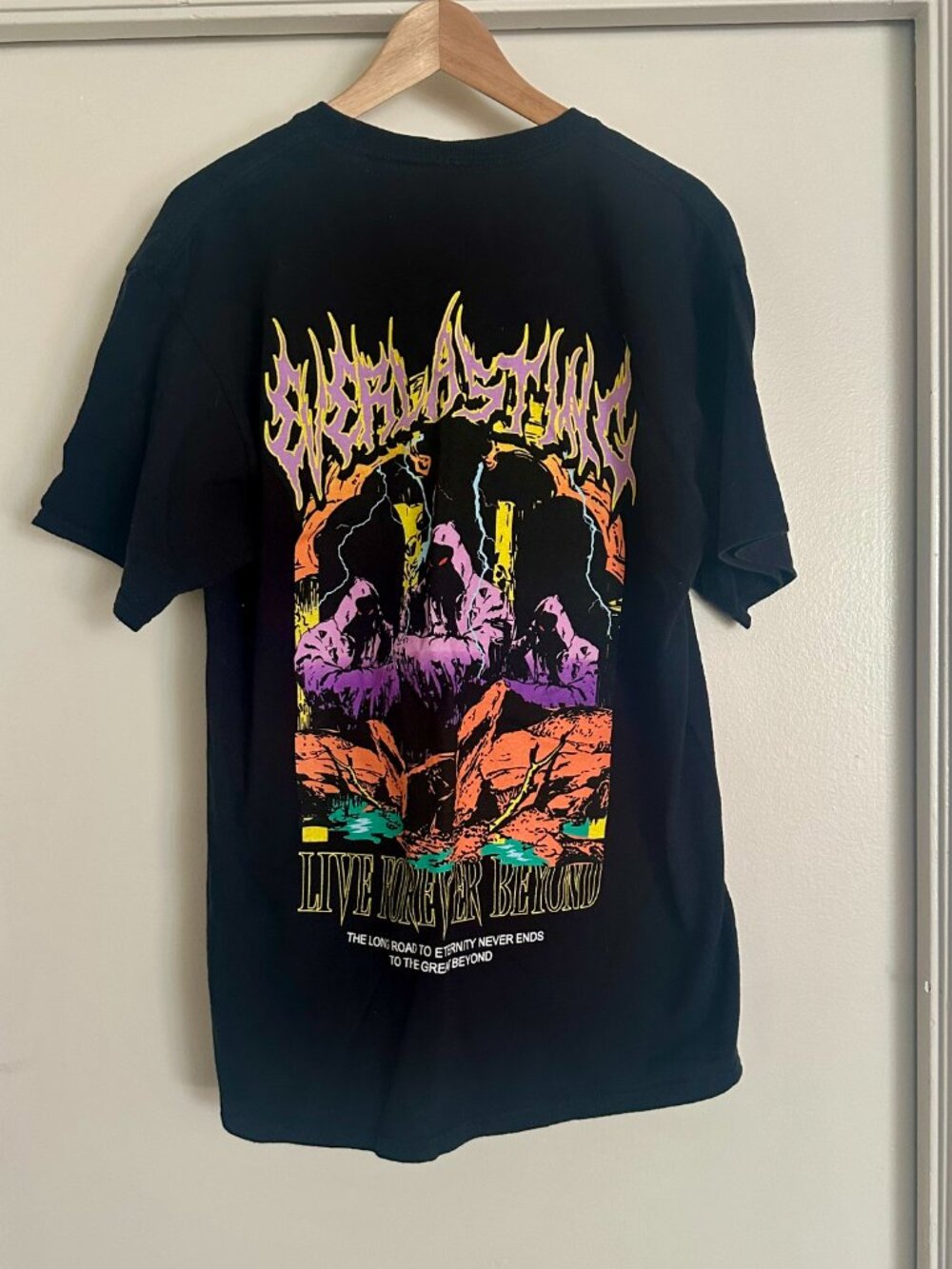 Vitriol Live Forever Beyond Black Band T-Shirt Large